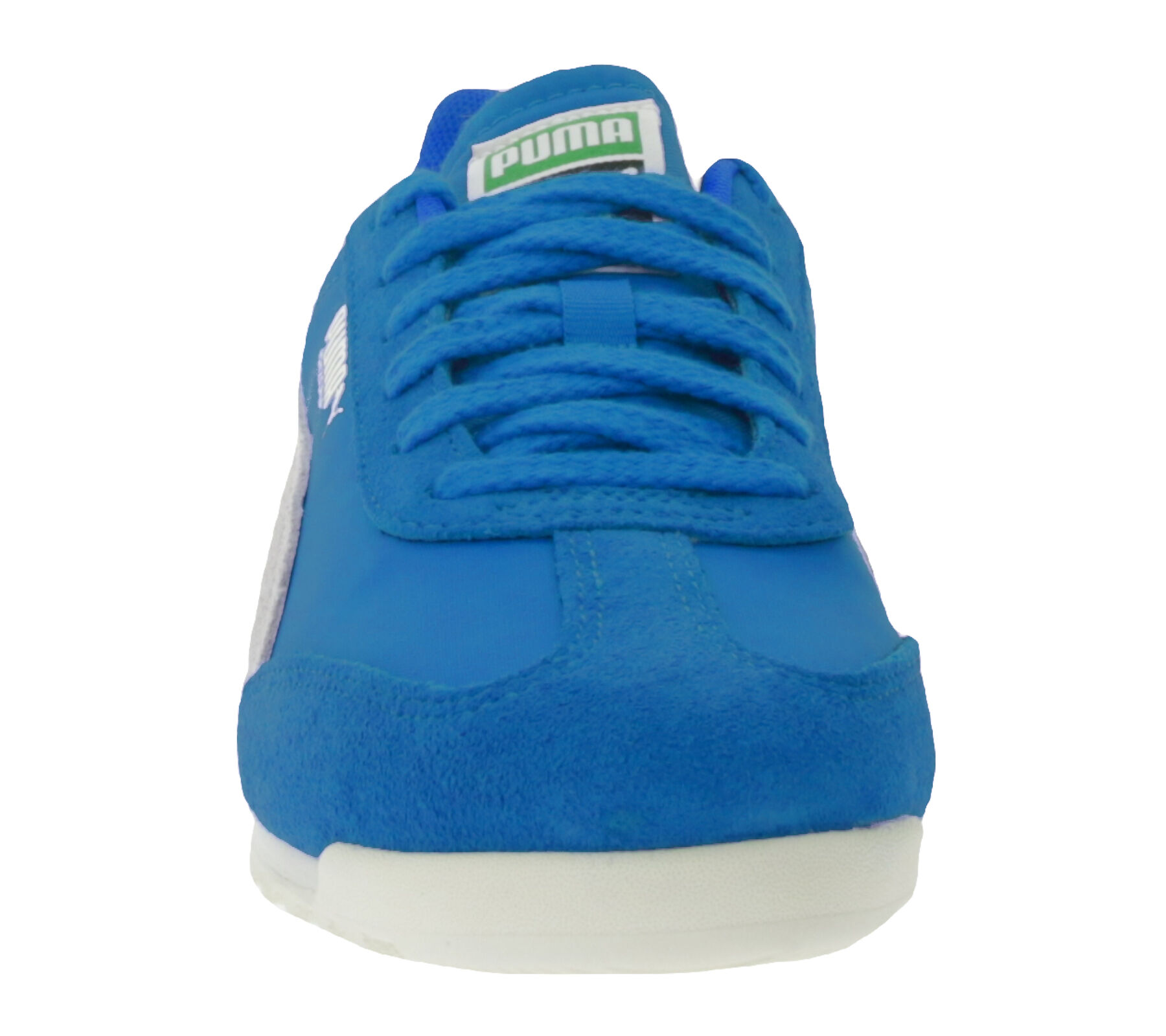 PUMA Arizona Nylon Retro-Sneaker mit Wildleder-Overlays Low-Top Schn&uuml;r-Schuhe 398682 01 Blau/Wei&szlig;