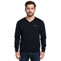 HACKETT LONDON GOLF Herren Baumwoll-Pullover Strick-Pullover mit V-Ausschnitt Langarm-Shirt HMX5000F Schwarz
