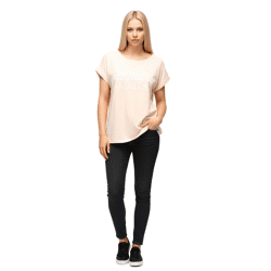 RE:COVERED X STAR WARS Damen T-Shirt mit Schriftzug Baumwoll-Shirt Rundhals-Shirt Boyfriend-Cut RCDIF2060 Rosa