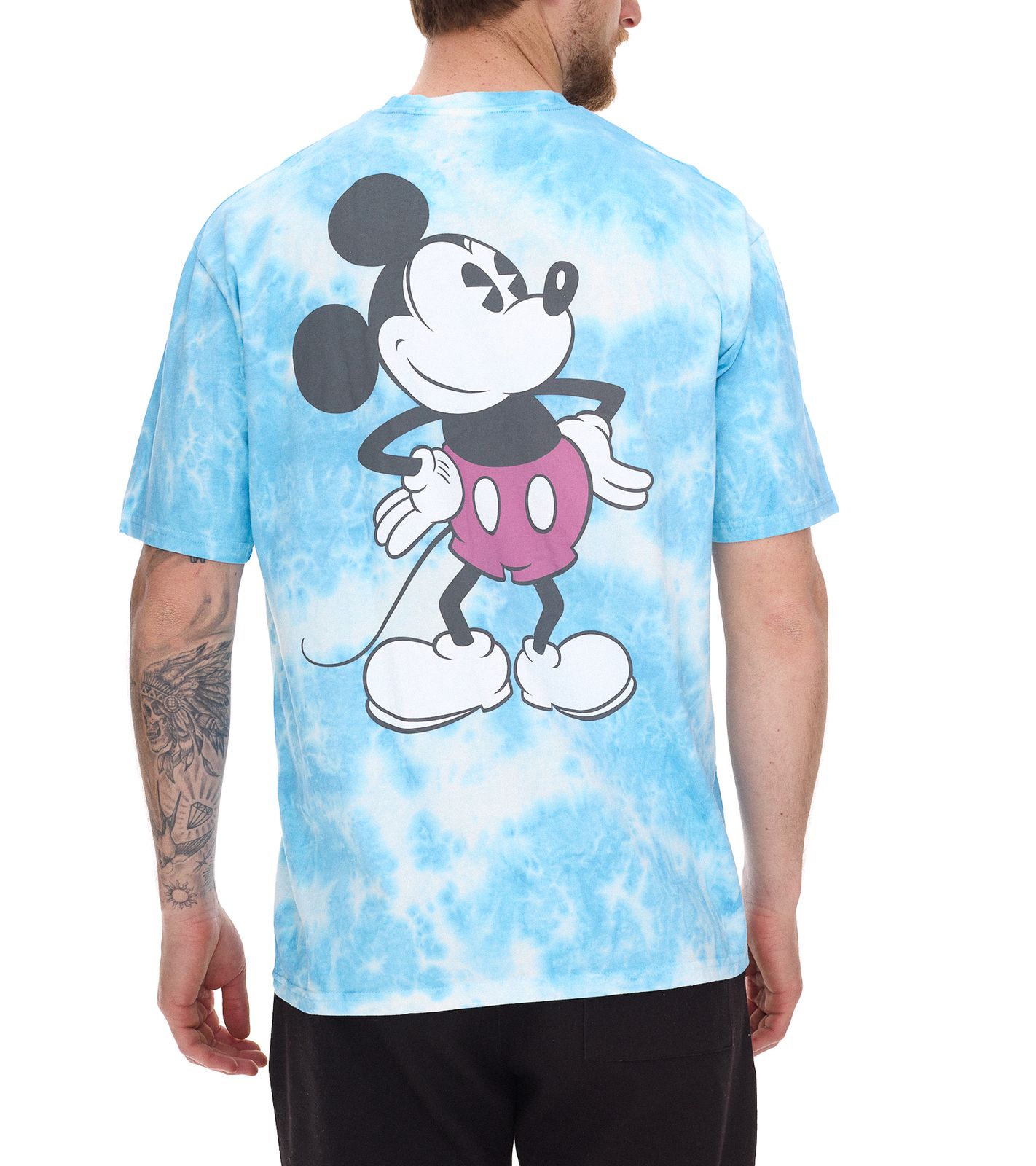 RE:COVERED X Disney Herren T-Shirt mit Mickey Mouse Print Baumwoll-Shirt Rundhals-Shirt MMDIS2787 Blau