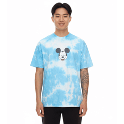 RE:COVERED X Disney Herren T-Shirt mit Mickey Mouse Print Baumwoll-Shirt Rundhals-Shirt MMDIS2787 Blau