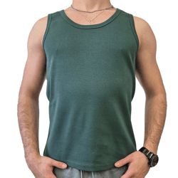 STONES Herren Tank Top Baumwoll-Shirt Rundhals-Top Achsel-Shirt Unterhemd Grün