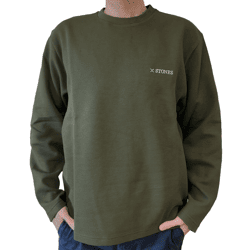 STONES Waffle Herren Sweat-Shirt aus Baumwolle in Waffel-Optik Oversized-Pullover mit Rundhals-Ausschnitt 400gsm Longsleeve Khaki