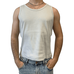 STONES Herren Tank Top Baumwoll-Shirt modernes Rundhals-Top Achsel-Shirt mit Ripp-Strick-Struktur Unterhemd Hellgrau