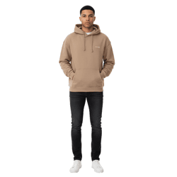 STONES Herren Oversized-Hoodie moderner Baumwoll-Hoodie 400gsm mit Kapuze mit Logo-Stickerei Hellbraun