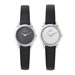 Pierre Cardin Damen Armband-Uhr schlichtes Ziffernblatt analoge Quarz-Uhr mit Leder-Armband 3ATM 27mm CPI.250 Schwarz/Weiß oder Schwarz