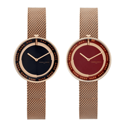 Pierre Cardin Damen Armband-Uhr modernes Ziffernblatt analoge Quarz-Uhr mit Edelstahl-Armband 3ATM 33mm CMA.0001 Rose-Gold/Schwarz oder Ros