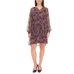 Aniston CASUAL Damen Kleid mit Allover-Blumen-Print Langarm-Kleid 24704960 Lila/Gelb/Grün