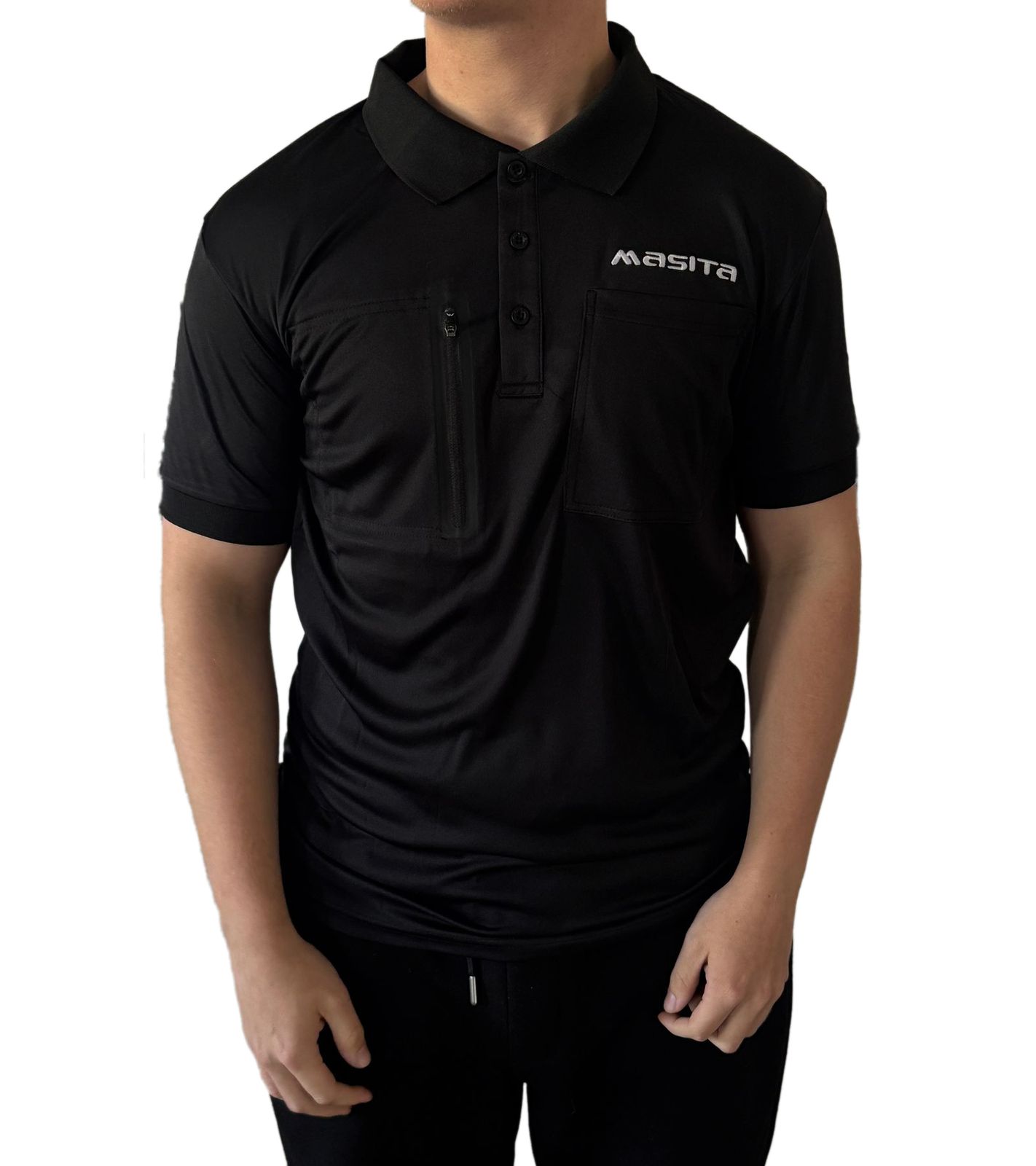 masita Herren Fitness-T-Shirt mit ClimaTech+ Technologie und Reißverschluss Brusttasche Kurzarm-Shirt Polo-Shirt Sport-T-Shirt 2014 1500 S