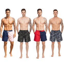Pierre Cardin Herren Camouflage Schwimm-Hose Badehose Schwimm-Shorts Blau/Khaki-Grün, Khaki/Grün, Navy/Rot oder Navy/Pink