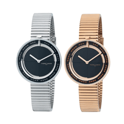 Pierre Cardin Damen Armband-Uhr zeitloses Ziffernblatt analoge Quarz-Uhr mit Edelstahl-Armband 3ATM 32mm CMA.00 Silber/Schwarz/Gold/Rose-Go