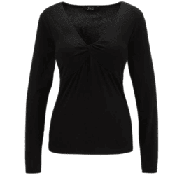 Aniston SELECTED Damen Langarm-Shirt mit Knotendetails Alltags-Pullover 15858260 Schwarz