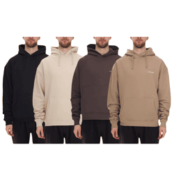 STONES Herren Hoodie moderner Baumwoll-Pullover Kapuzen-Pullover mit Logo-Stick Oversized-Fit 400gsm Braun, Beige, Schwarz