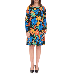 Aniston CASUAL Damen Sommer-Kleid mit Blumen-Print Mini-Kleid Langarm-Kleid 81651920 Schwarz/Gelb/Blau