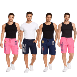 GEOGRAPHICAL NORWAY Quara/Quoyal Herren Badehose Schwimm-Hose mit Logo-Print Bade-Shorts mit Taschen Schwimm-Shorts Navy oder Pink