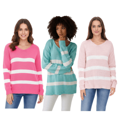 Aniston CASUAL Damen Strick-Pullover mit Baumwollanteil Alltags-Pullover Langarm-Shirt Pink, Rosa oder Türkis