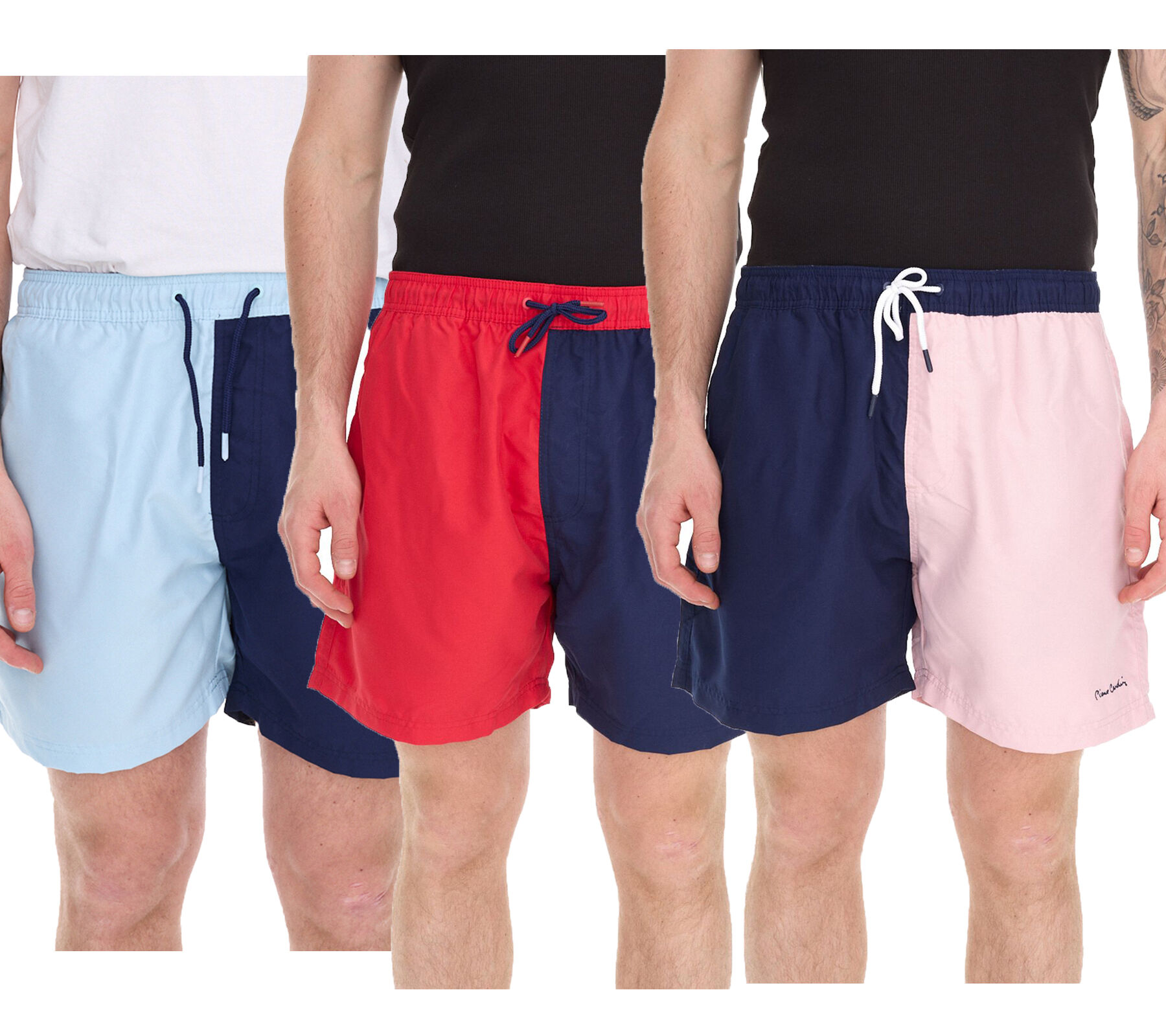 Pierre Cardin Herren Schwimm-Hose Badehose modische Schwimm-Shorts LA205027 Rot/Navy, Navy/Rosa oder Blau