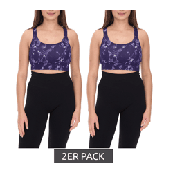 2er Pack FAYN SPORTS Damen Sport-BH marmoriertes Sport-Oberteil mit Baumwollanteil Sport-Bekleidung Trainings-BH Yoga-BH 34171929 Lila/Grau