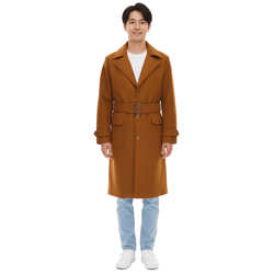 Mantel für Herren mit Woll-Anteil Herbst-Jacke mit Gürtel Langarm mit Knöpfen Winter-Jacke 936768 Braun