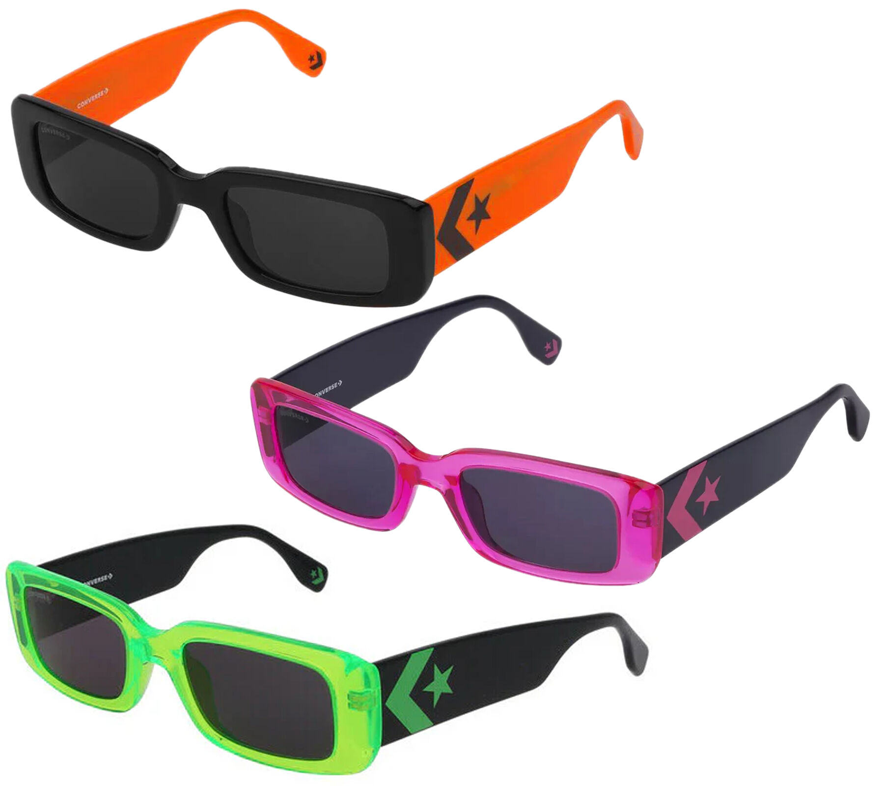 Converse Damen & Herren Sonnenbrille mit UV400-Schutz mit Lichtdurchlässigkeit S2 Urlaubs-Brille Sommer-Brille SCO228 Schwarz/Grün, Schwa