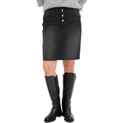 Damen Denim-Rock mit Strasssteinen Jeans-Rock Baumwoll-Rock Mini-Rock 918098 Schwarz/Grau