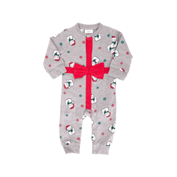 weihnachtlicher Kleinkinder Body für Babys mit Schneemann-Print Baumwoll-Einteiler mit großer Schleife Strampler 951686 Grau/Rot