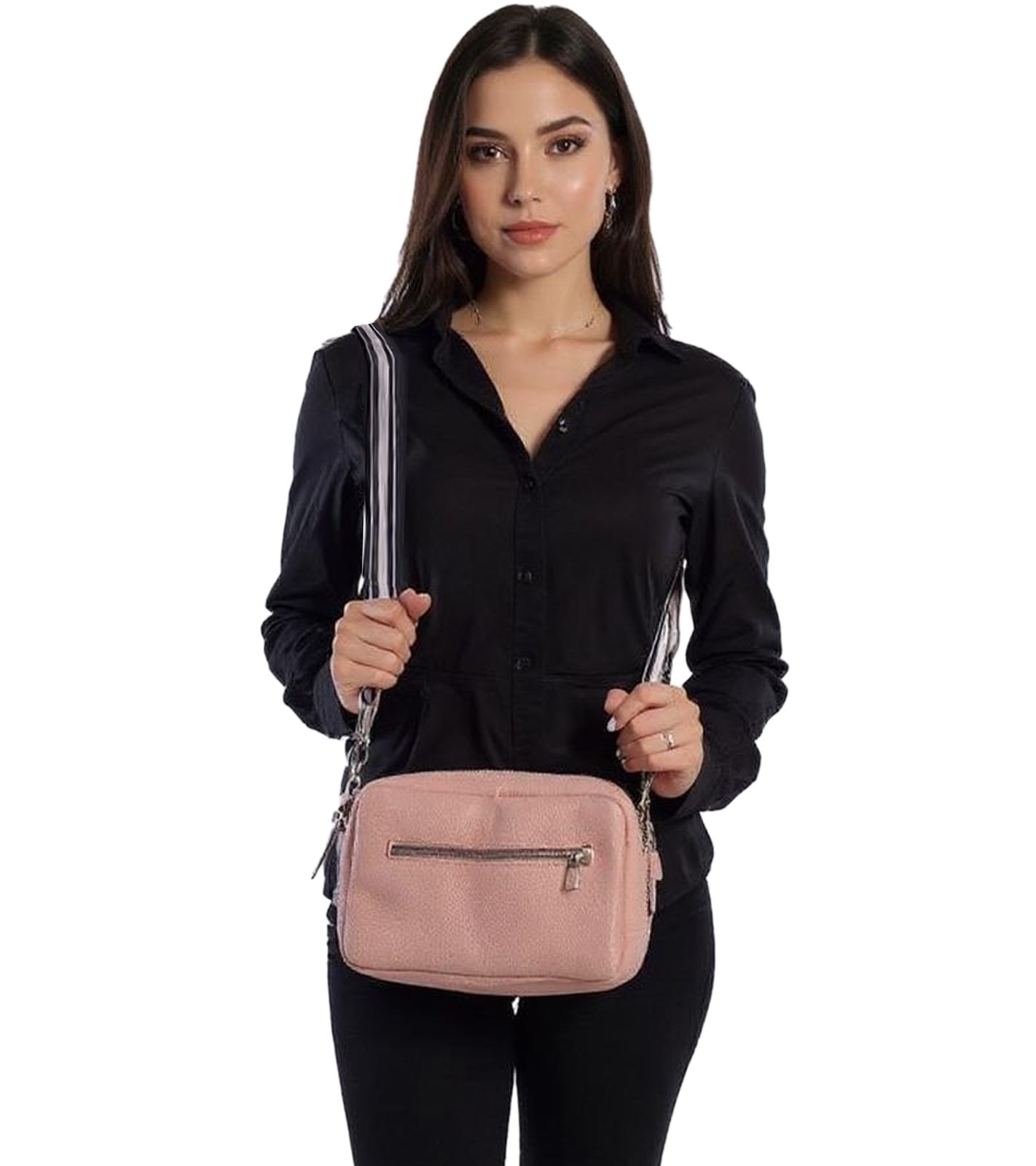 WOWZILLA Damen Handtasche mit praktischen F&auml;chern Umh&auml;ngetasche modische Ausgeh-Tasche Rosa