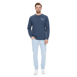 SKY REBEL Men's Crew-Neck Cotton Sweater with an Antique Look H10068C21372A 12400 Dark Blue