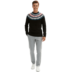 Herren Strick-Pullover mit geometrischen Muster Freizeit-Sweater 915843 Schwarz