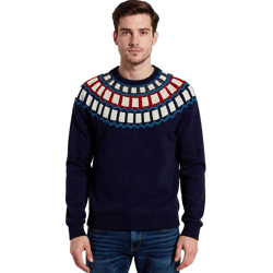Herren Strick-Pullover mit geometrischen Muster Freizeit-Sweater 920675 Blau