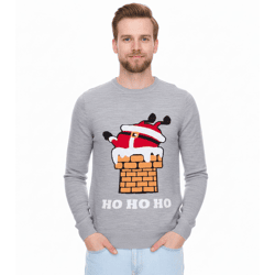 Herren Strick-Pullover Ugly Christmas Sweater mit weihnachtlichem Muster Weihnachts-Pullover Freizeit-Sweater 979440 Grau
