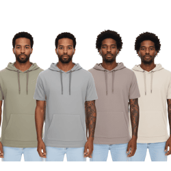 EIGHT2NINE Herren Kapuzen-Pullover kurzärmliger Baumwoll-Hoodie T-Shirt Hoody Sommer-Hoody H10014L22462AEN Hellgrau, Khaki, Braun oder Bei