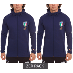2er Sparpack PUMA FIGC Coach Herren Sweat-Jacke Trainings-Jacke Italien Fanwear 767108 13 Dunkelblau