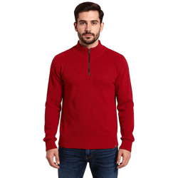 Herren Strick-Troyer klassischer Strick-Pulli mit Reißverschluss Langarm-Pullover Große Größen 978933 Rostrot