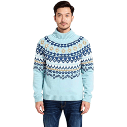 Herren Strick-Pullover mit geometrischen Muster Freizeit-Sweater Große Größen 955017 Blau
