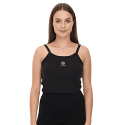 YOU DO YOU Damen Crop-Top geripptes Fitness-Top Baumwoll-Shirt Tanktop Yoga-Mode 905101 Schwarz