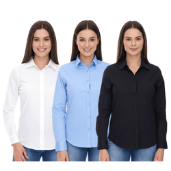 ELEVATE Hamell Langarm-Hemd schlichtes Damen Blusen-Hemd Popelin Bluse Hellblau, Schwarz oder Weiß