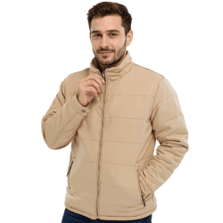 Herren Stepp-Jacke in Veloursleder-Optik mit Kapuze wattierte Jacke 919039 Beige