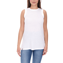 COURSE Damen Long-Top Rundhals-Shirt Sommer-Top Tank-Top Freizeit-Shirt 900789 Weiß