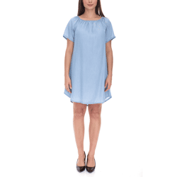 vestino Damen Tunika-Kleid lose fallende Form Mini-Kleid Kurzarm-Kleid 900568 Hellblau