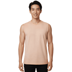 Men's Tank Top, Short-Sleeve Shirt, Simple Summer Top, Cotton Shirt R-15286 Light Orange