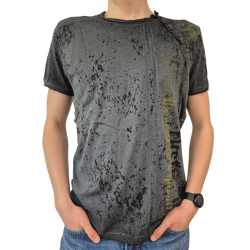 Herren T-Shirt mit Plunderer & Exploiter Print Baumwoll-Shirt Rundhals-Shirt R-15191 Dunkelgrau