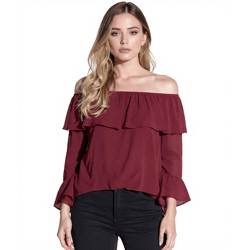 vestino Off-Shoulder Bluse mit Volant Sommer-Bluse 900880 Rot