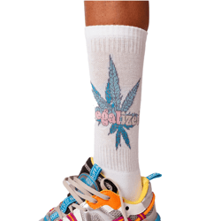 MARY JANE BERLIN Tennis-Socken Baumwoll-Socken mit “LEGALIZED” Print 2406-4-SO-01 Weiß
