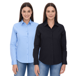 ELEVATE Hamell Langarm-Hemd schlichtes Damen Blusen-Hemd Popelin Bluse Hellblau oder Schwarz