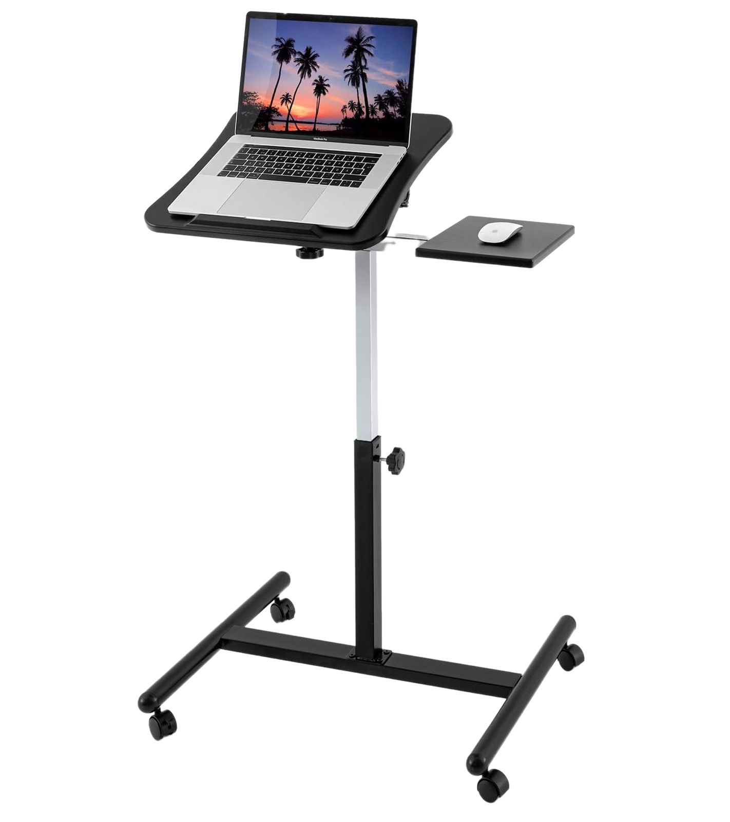 Tatkraft Vanessa Laptop-Tisch h&ouml;henverstellbarer Arbeits-Tisch mit Mausablage 360 Grad drehbare R&auml;der Bett-Tisch 40x45cm 13582 Schwarz