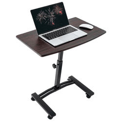 Tatkraft Salute Laptop-Tisch höhenverstellbarer Arbeits-Tisch mit Mausablage 360 Grad drehbare Räder Bett-Tisch 60x40cm 13353 Braun