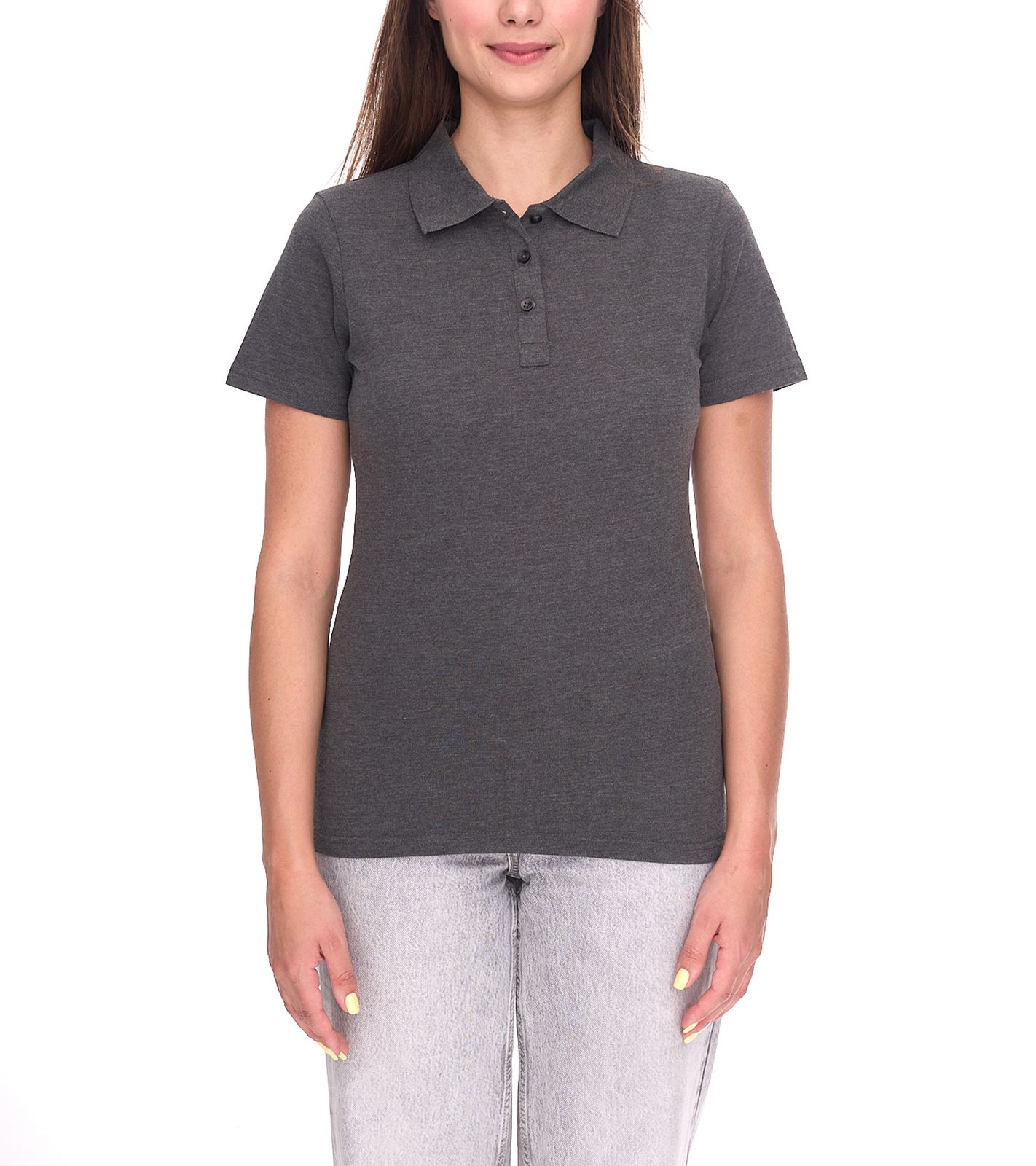 ELEVATE Helios Damen Polo-Shirt Baumwolle Polo-Hemd Pique-Strick 180 g/m&sup2; 38107980 meliert Anthrazit