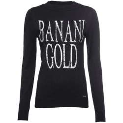 bruno banani Damen Rundhals-Pullover mit großem Frontprint Feinstrick-Sweater 67912760 Schwarz