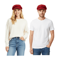 Ballon-Mütze im Filz-Style Baker-Boy-Mütze Kopfbedeckung Sommer-Cap Schirm-Mütze 4604M KL3888 Rot